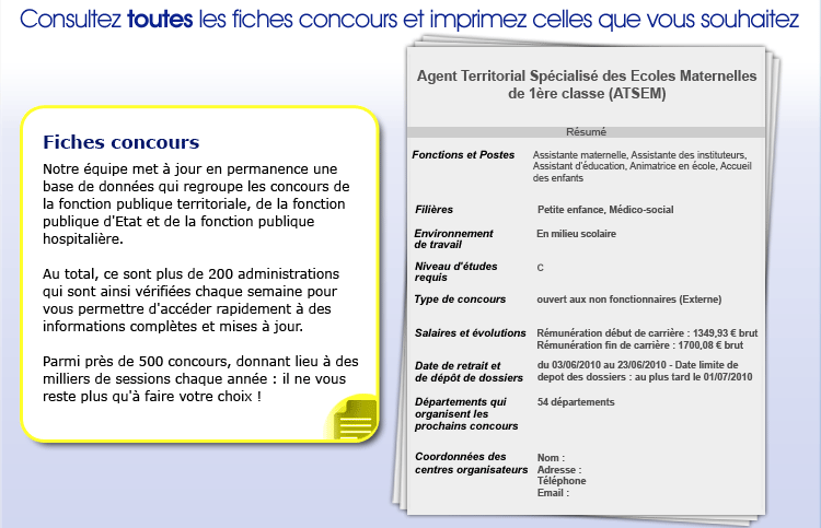 Les fiches concours fonction publique